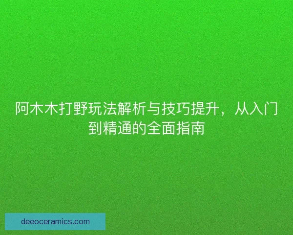 阿木木打野玩法解析与技巧提升，从入门到精通的全面指南